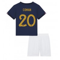 Otroški Nogometni dresi Francija Kingsley Coman #20 Domači SP 2022 Kratek Rokav (+ Kratke hlače)